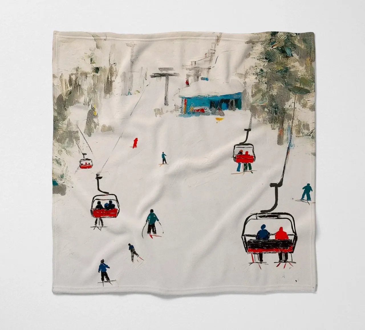 Paesaggio invernale con skilift coperta in pile da Cozy Vibes