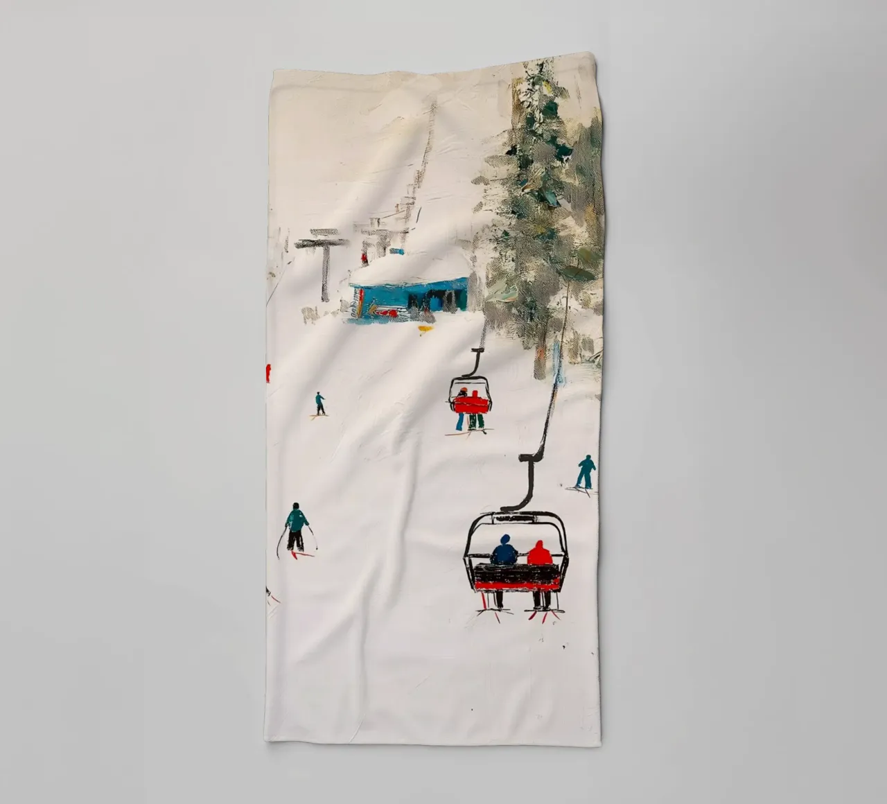 Paesaggio invernale con skilift asciugamano da bagno da Cozy Vibes