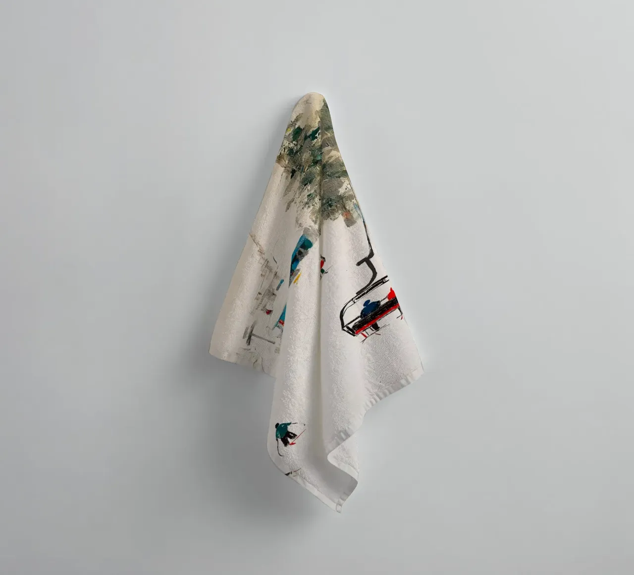 Paesaggio invernale con skilift asciugamano da bagno da Cozy Vibes