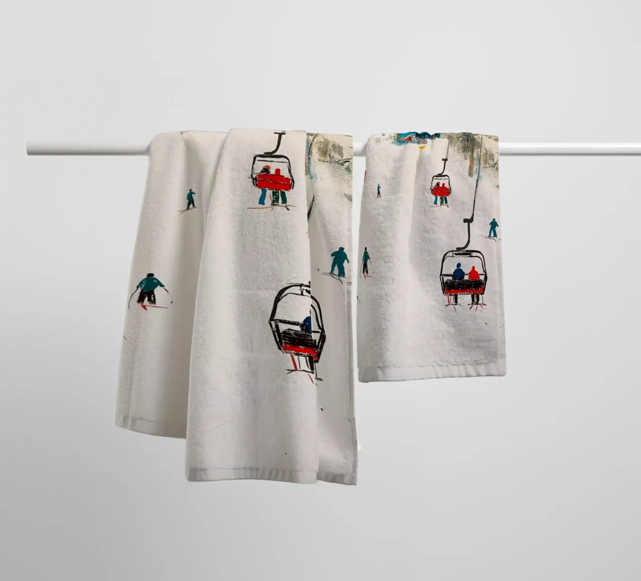 Paesaggio invernale con skilift asciugamano da bagno da Cozy Vibes