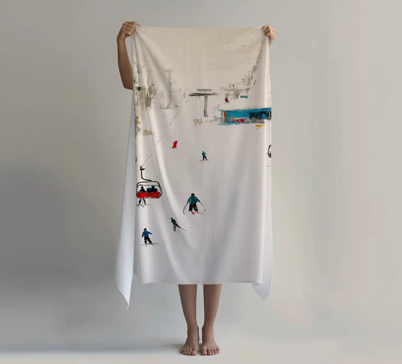 Paesaggio invernale con skilift telo mare da Cozy Vibes