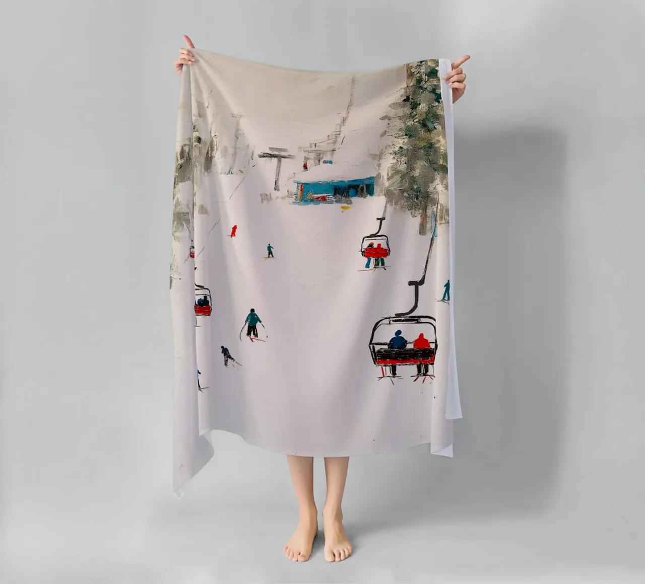 Paesaggio invernale con skilift telo mare da Cozy Vibes