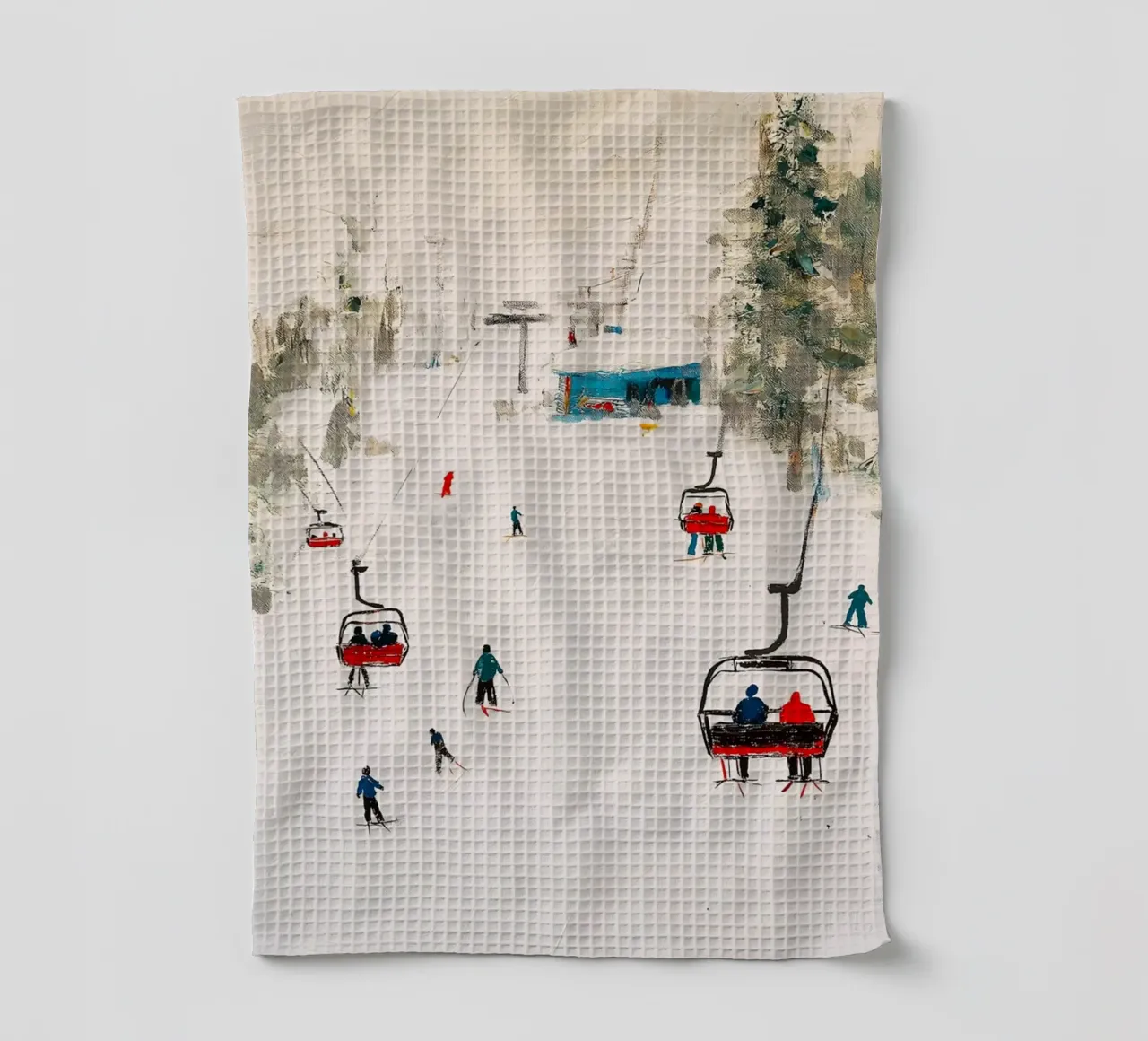 Paesaggio invernale con skilift canovaccio da cucina da Cozy Vibes