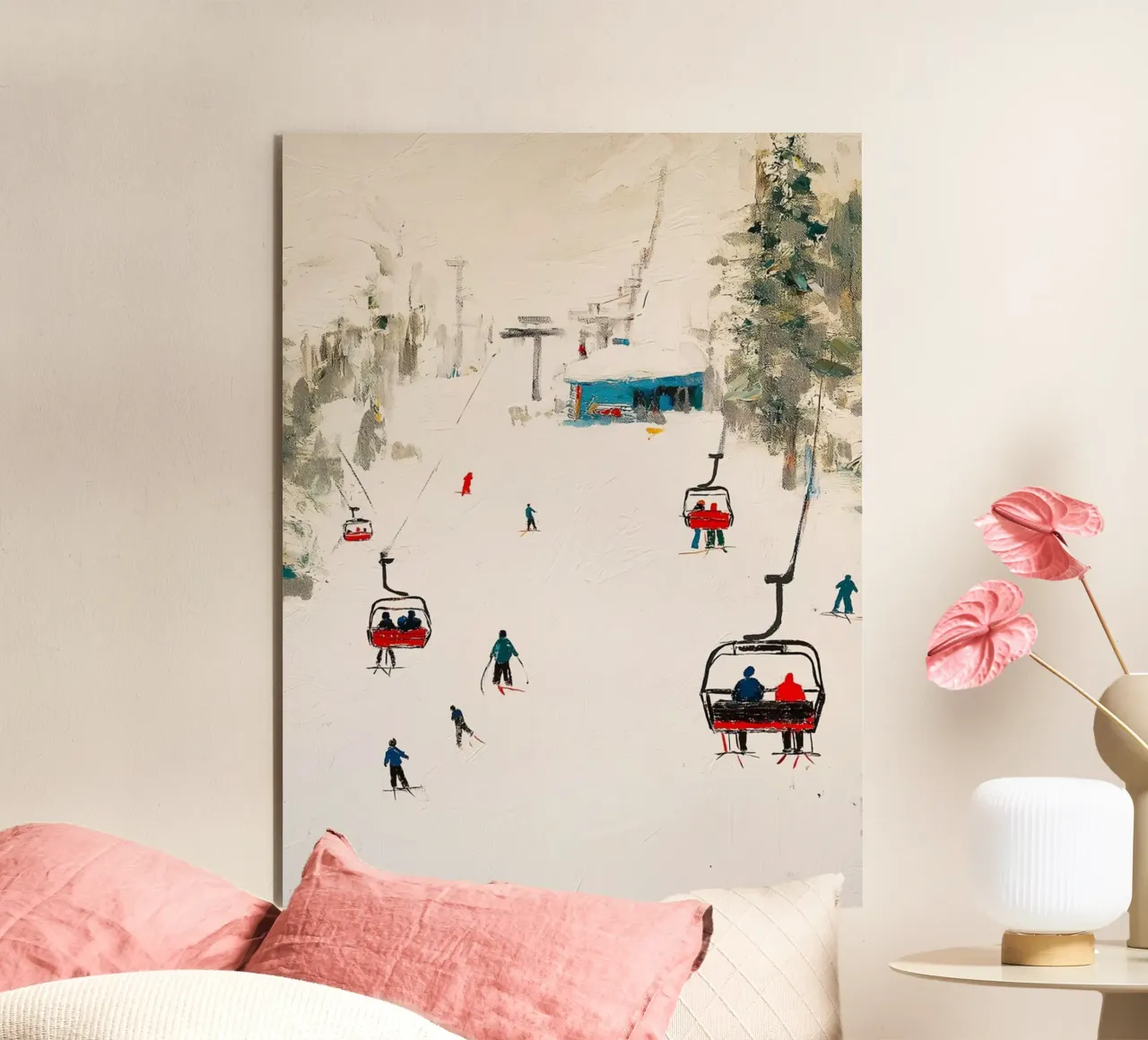 Paesaggio invernale con skilift alluminio dibond da Cozy Vibes