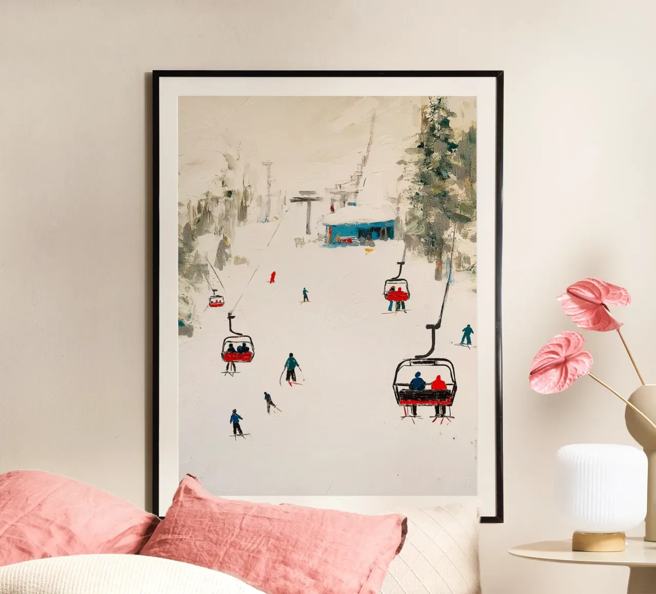 Paesaggio invernale con skilift carta hahnemühle da Cozy Vibes