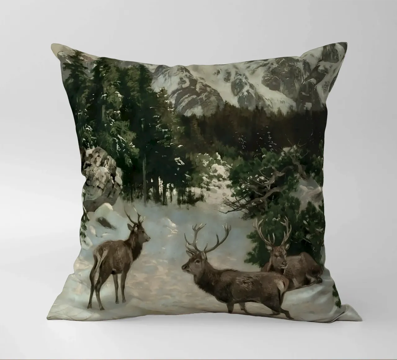 Cervi nella foresta invernale cuscino da Cozy Vibes