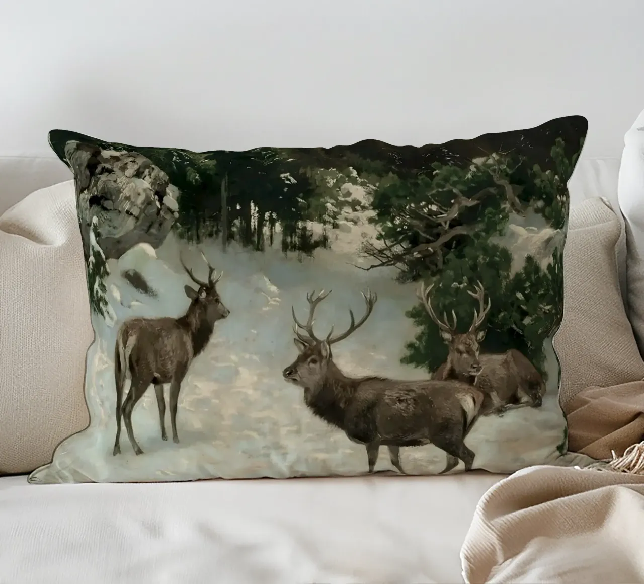 Cervi nella foresta invernale cuscino da Cozy Vibes