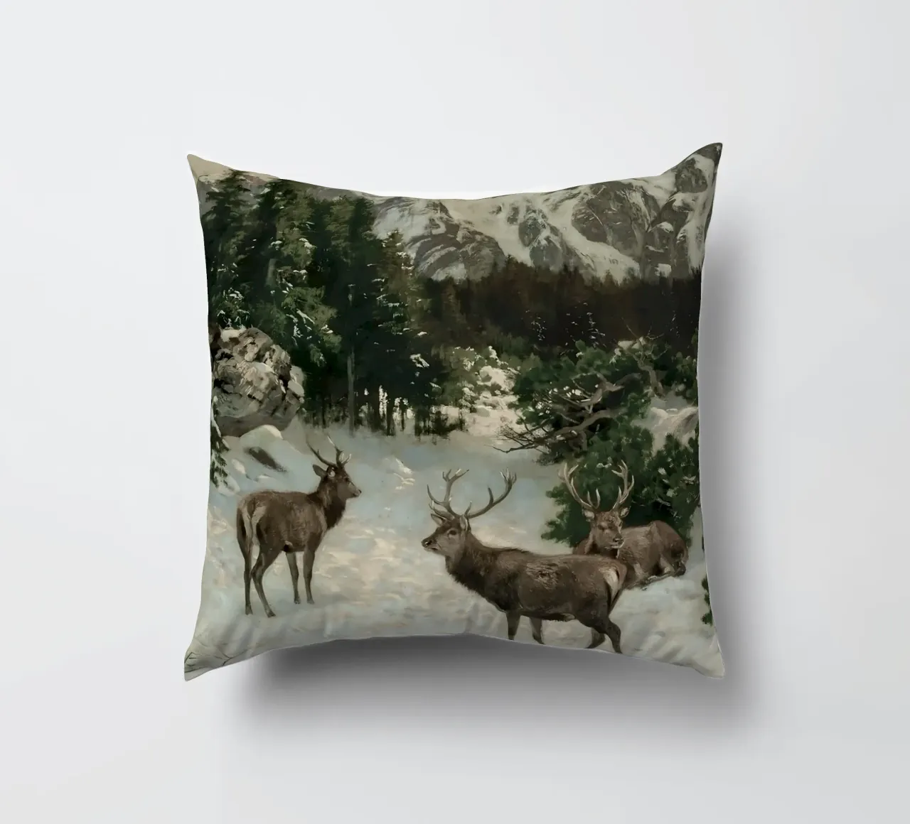 Cervi nella foresta invernale cuscino da Cozy Vibes