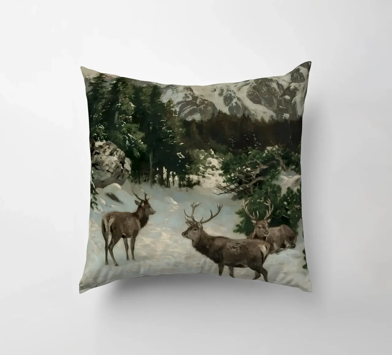 Cervi nella foresta invernale cuscino da Cozy Vibes