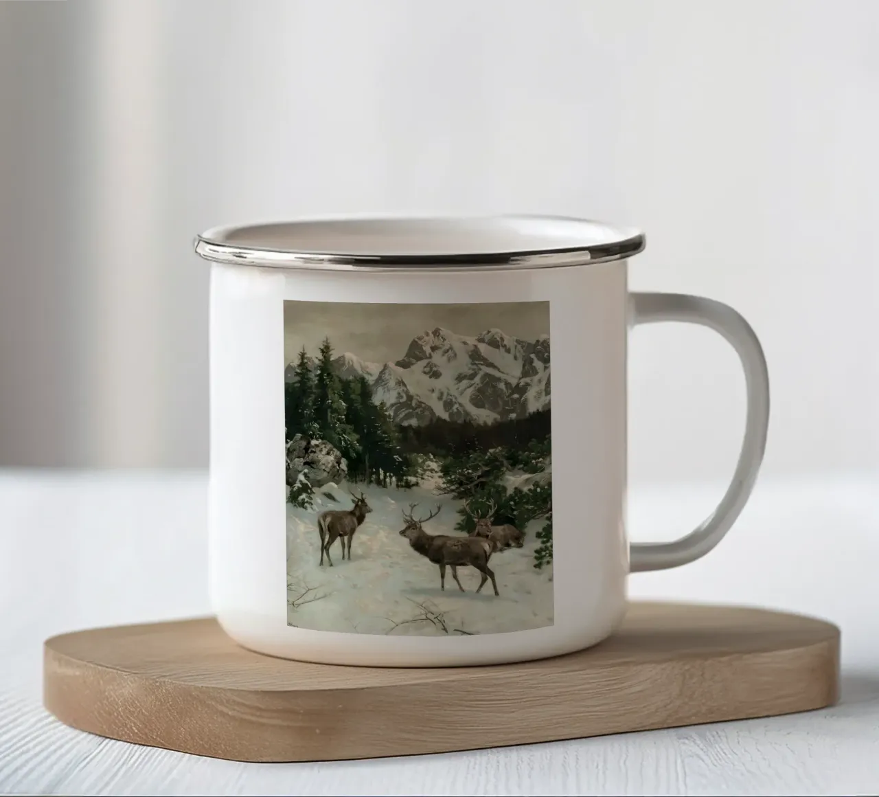 Cervi nella foresta invernale tazza in smalto da Cozy Vibes