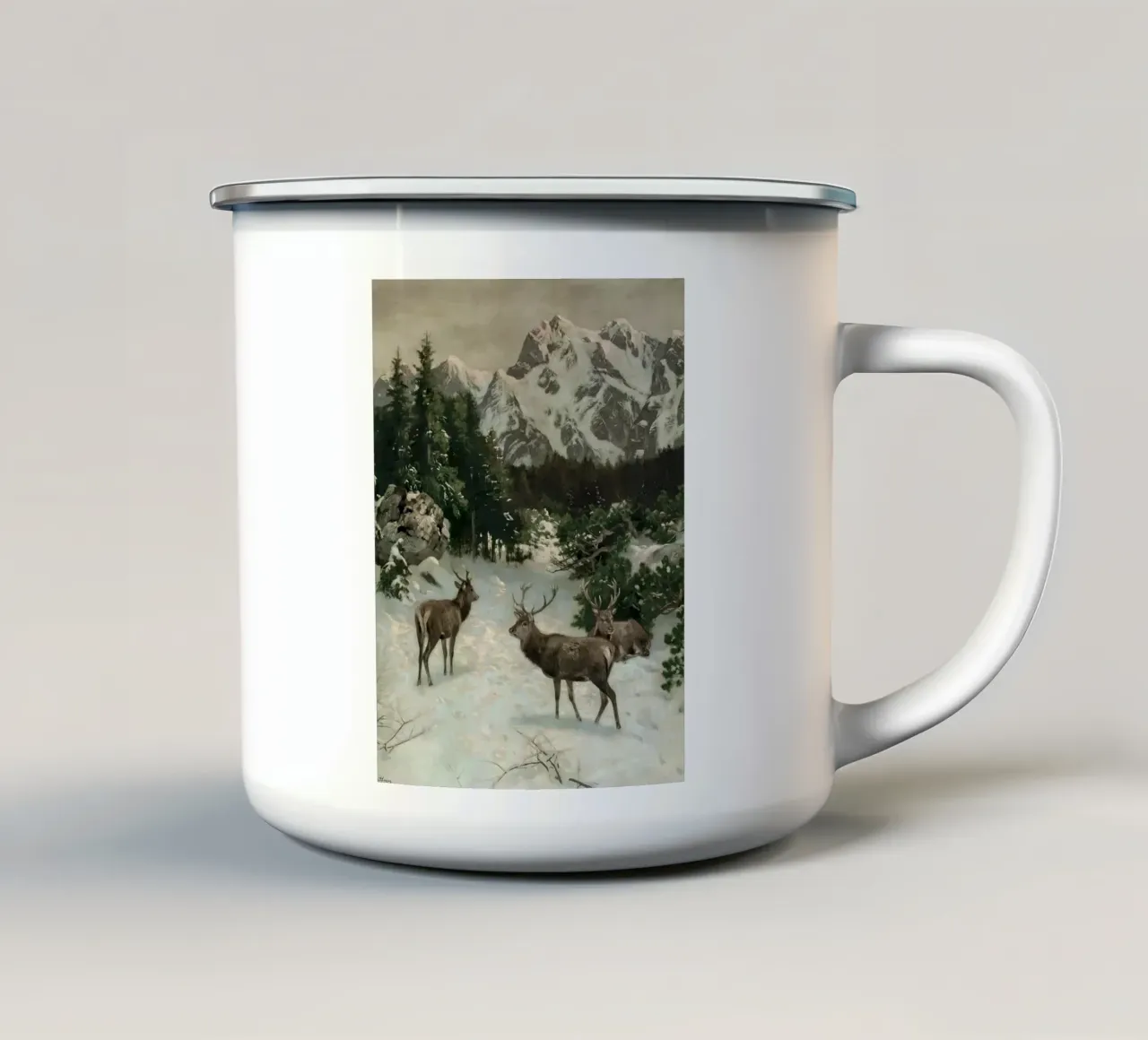 Cervi nella foresta invernale tazza in smalto da Cozy Vibes