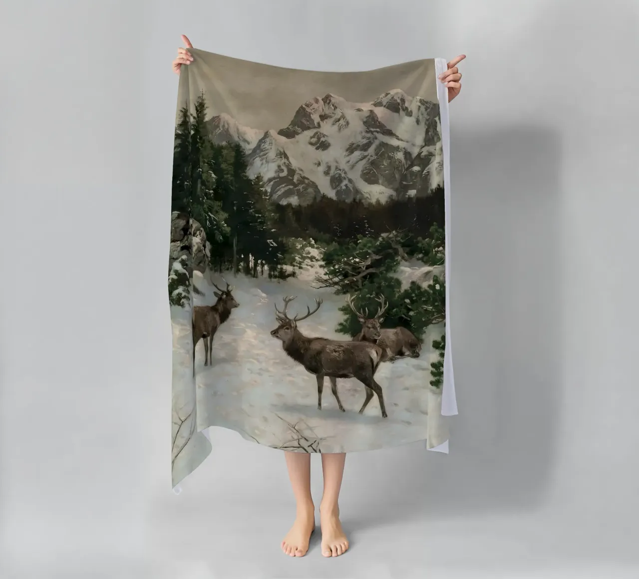 Cervi nella foresta invernale telo mare da Cozy Vibes
