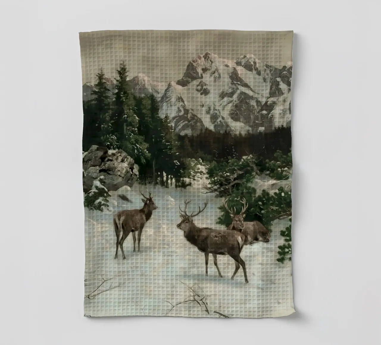 Cervi nella foresta invernale canovaccio da cucina da Cozy Vibes
