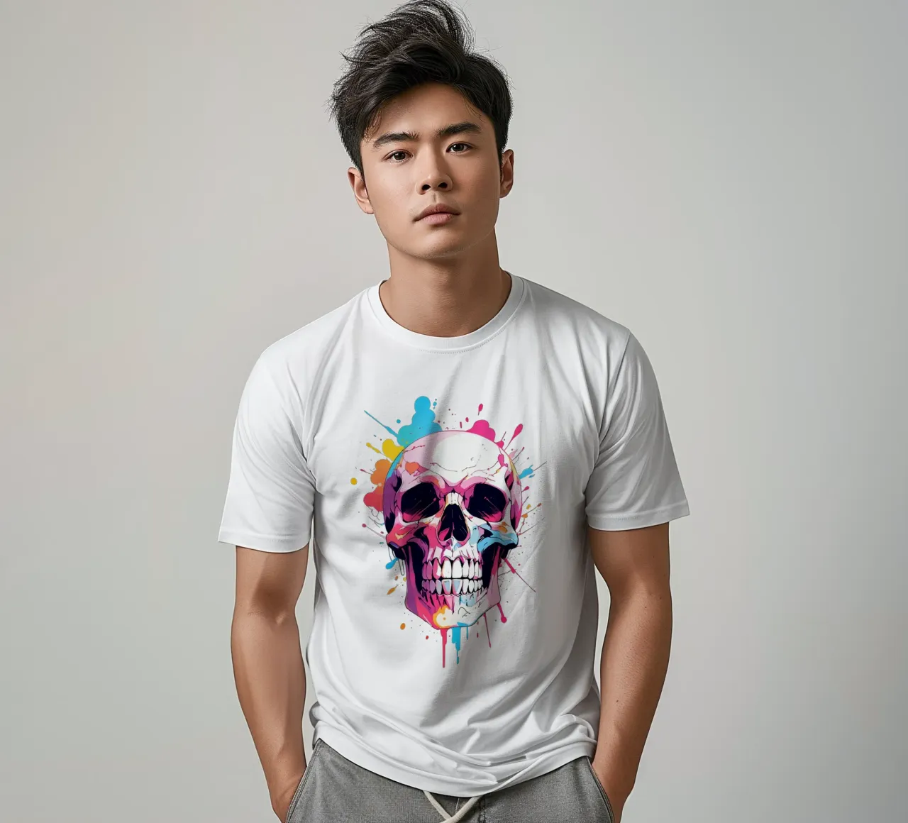 Teschio con inchiostro colorato t-shirt da NEKKI