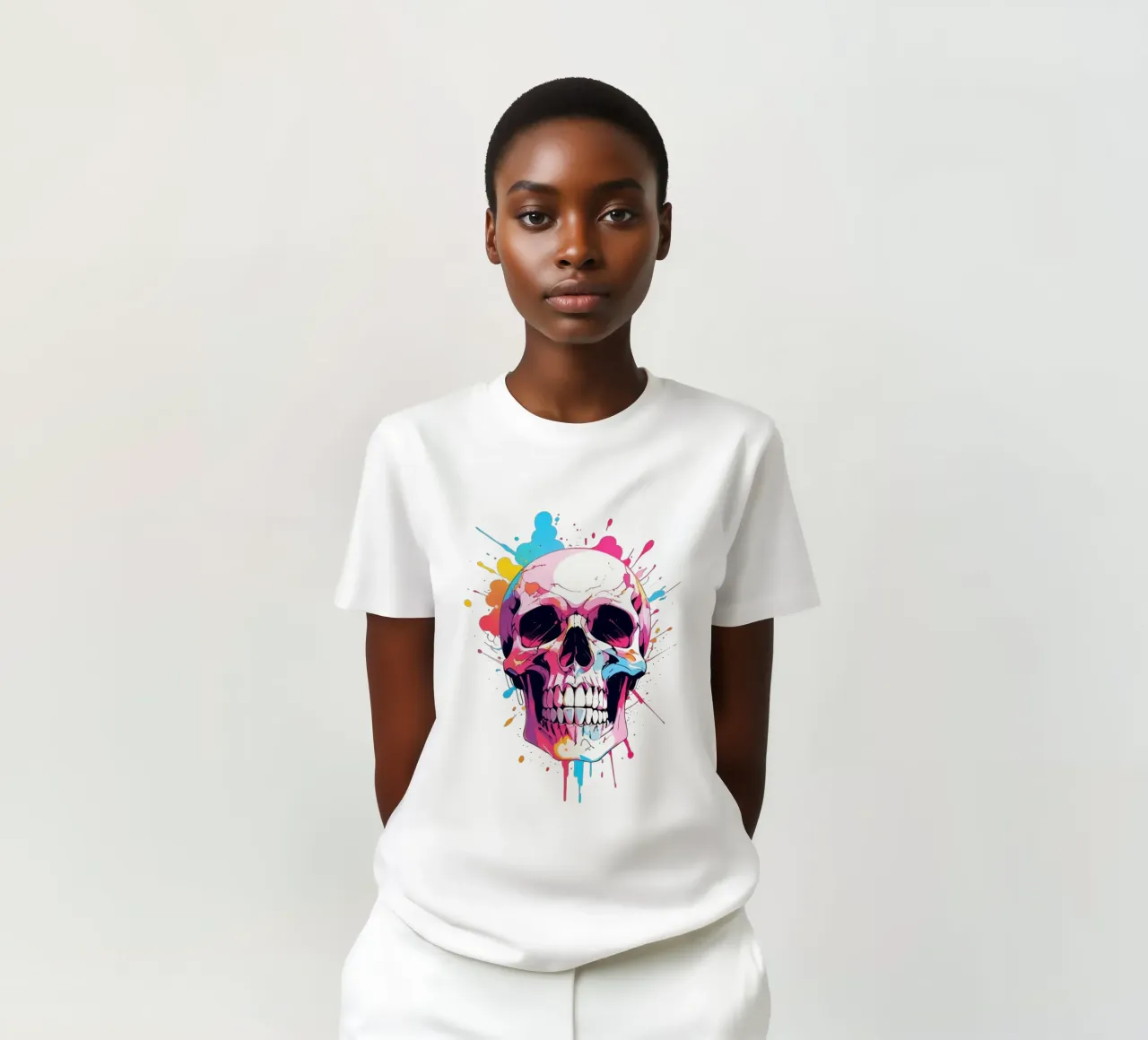 Teschio con inchiostro colorato t-shirt da NEKKI