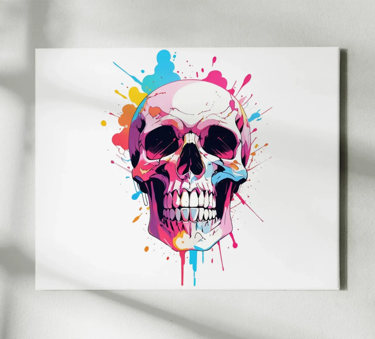 Skull with Colorful Ink canvas by NEKKI