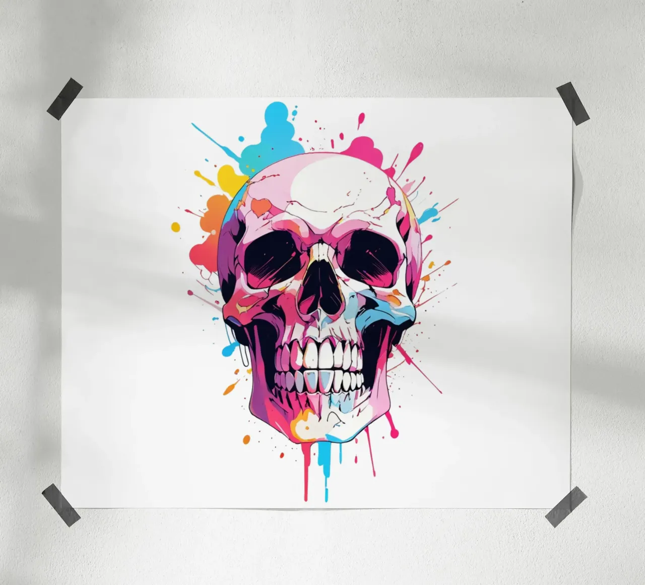 Teschio con inchiostro colorato carta hahnemühle da NEKKI