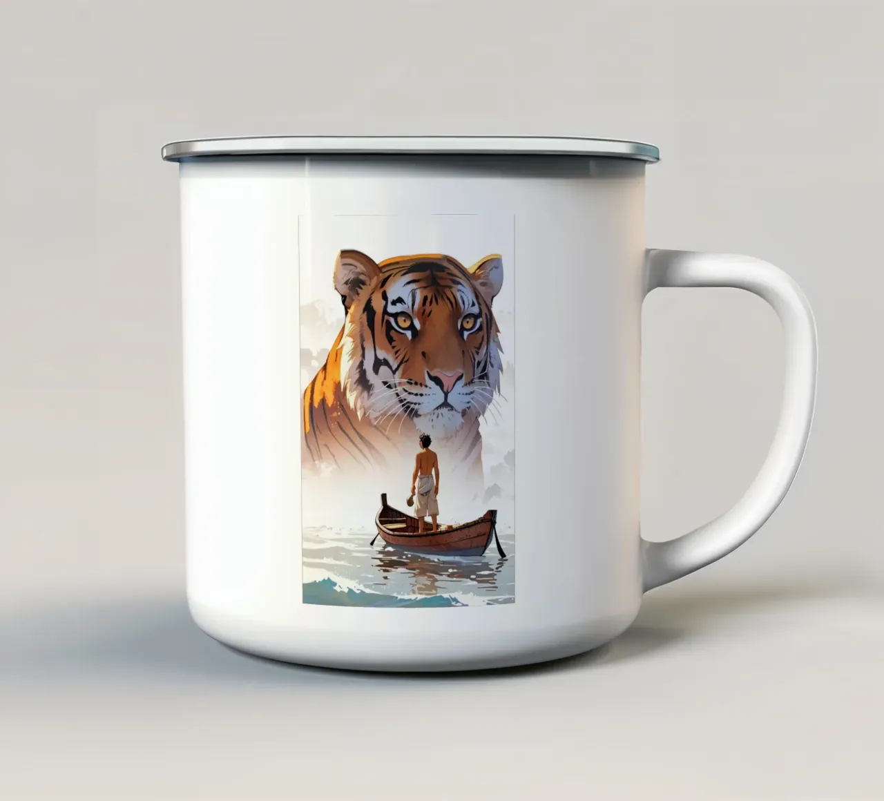Sopravvivenza in mare - L'uomo e la tigre tazza in smalto da NEKKI