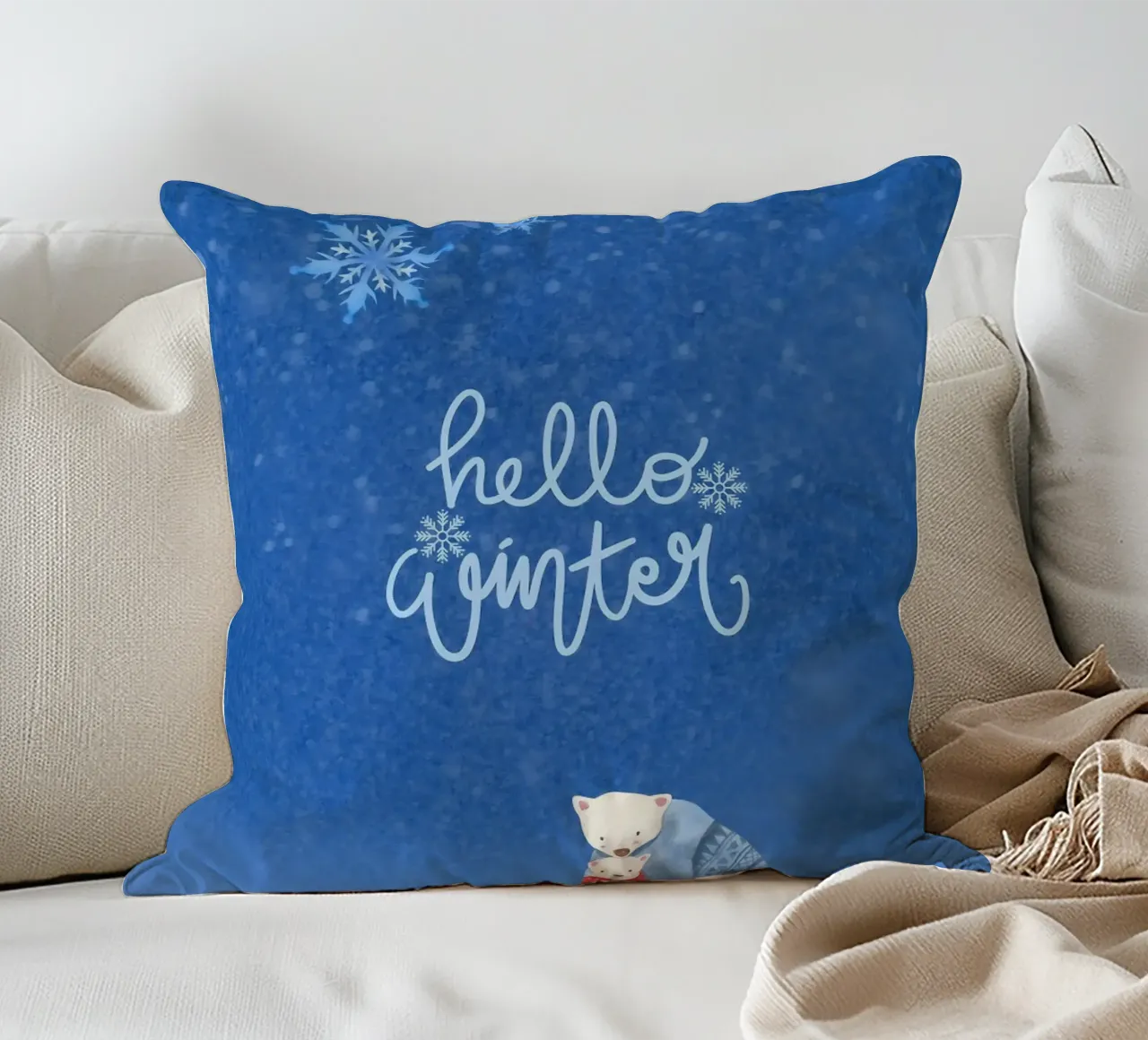 Hello Winter Poster cuscino da ORION