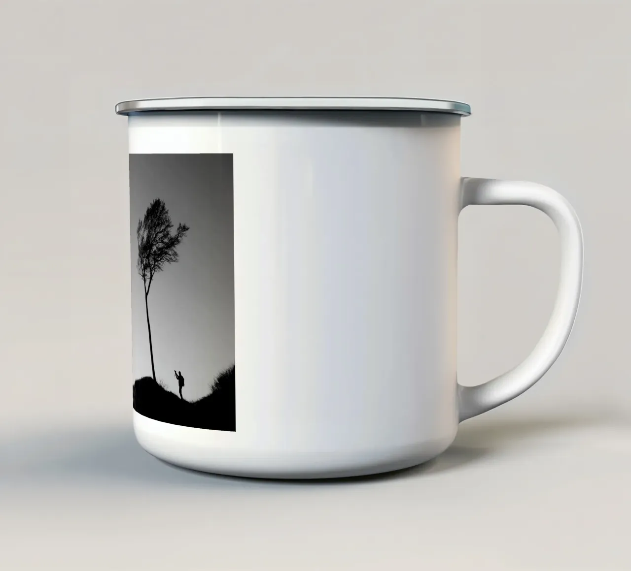 The photographer and the tree enamel mug by Fjöllart