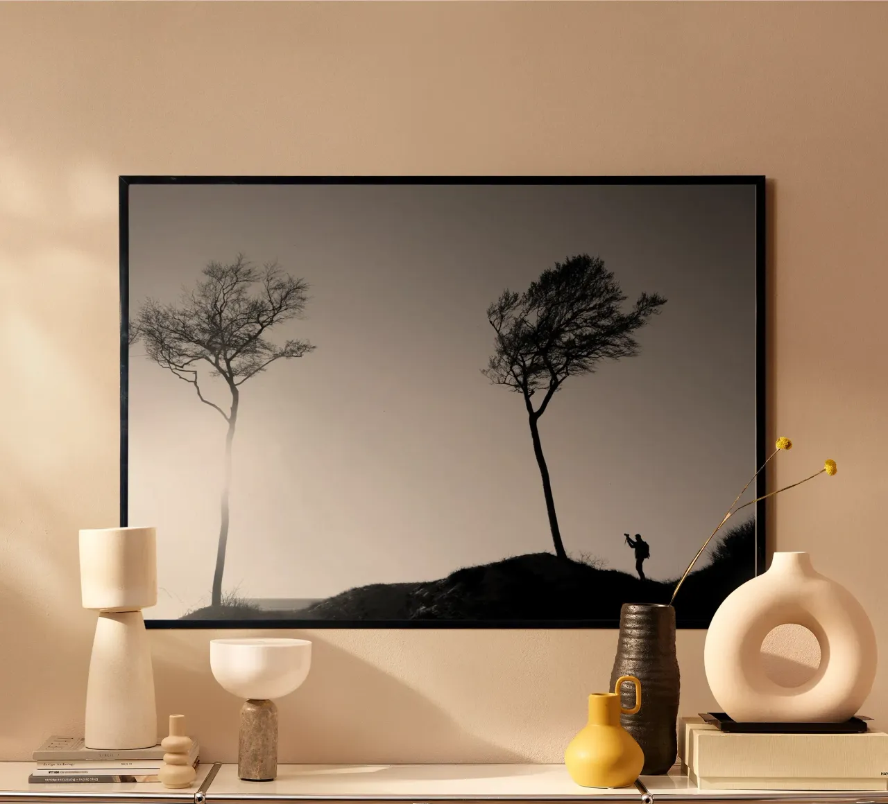 The photographer and the tree carta hahnemühle da Fjöllart