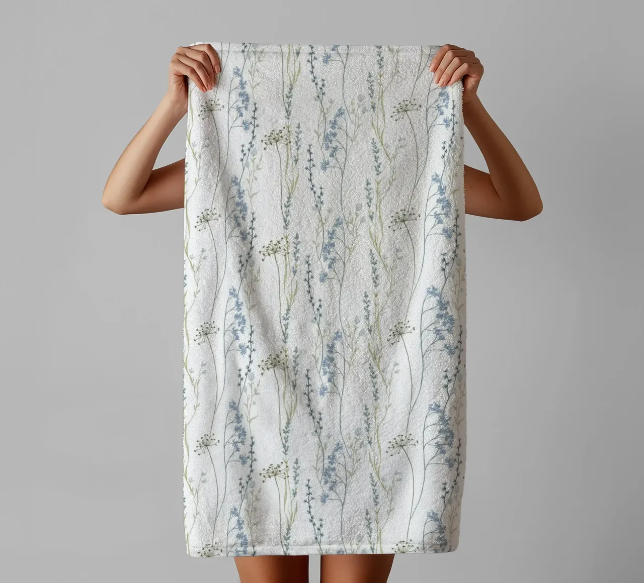 Delicate pattern of flowers and plants towel by The joy of home