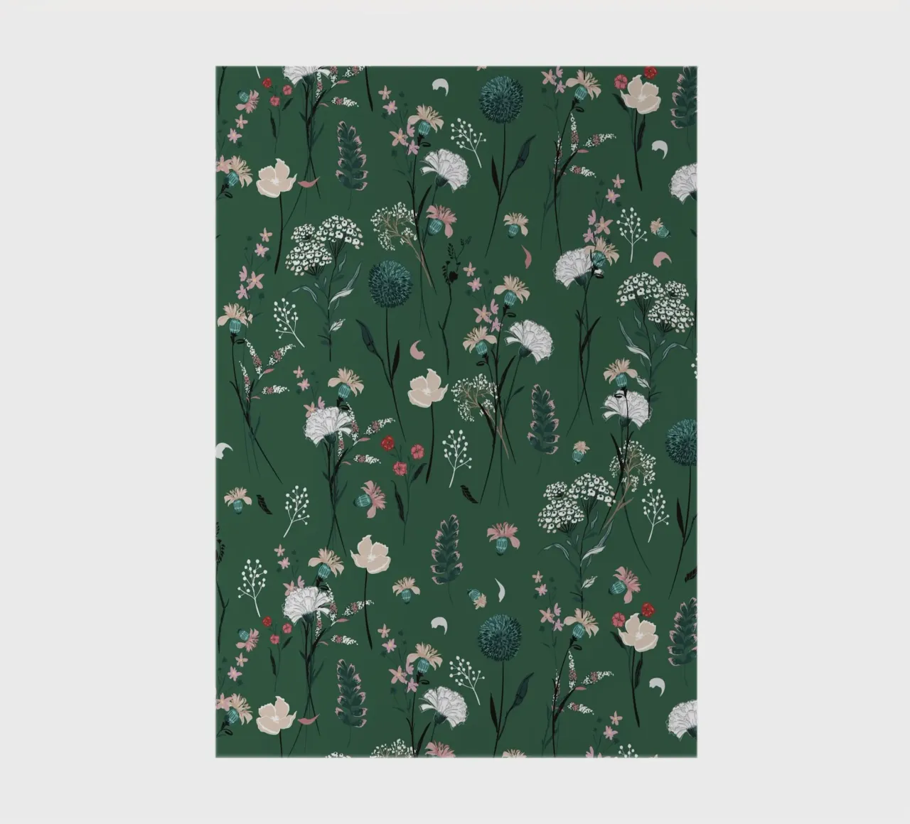 Delicate pattern of flowers and plants on a bottle green bac notebook by The joy of home