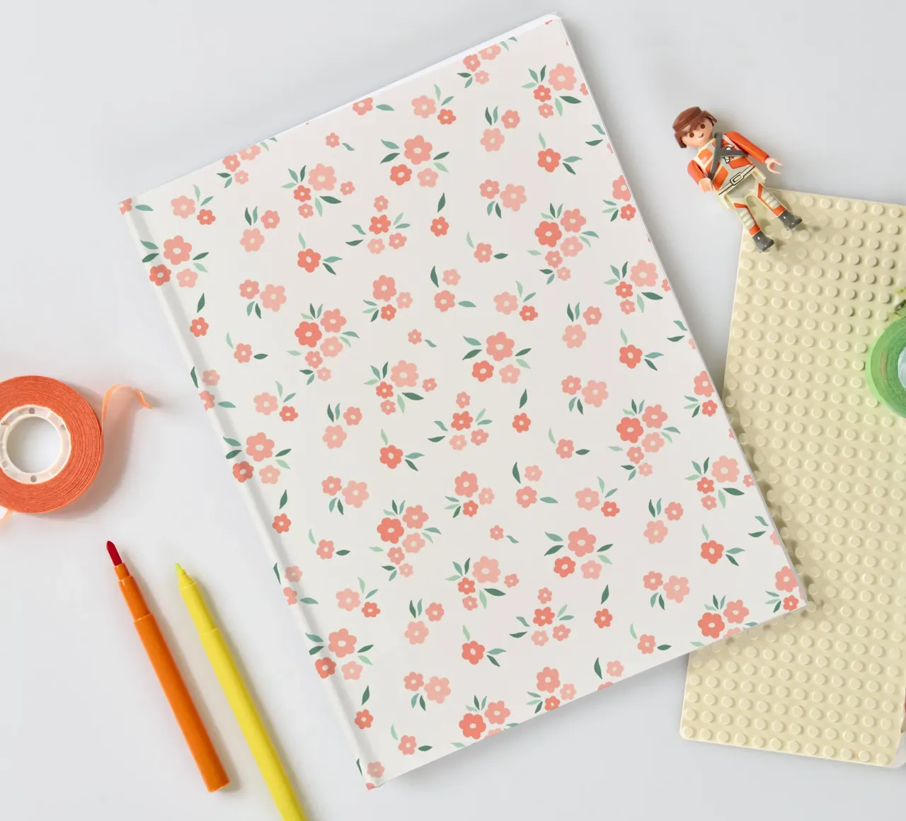 Delicate pattern of flowers and plants notebook by The joy of home