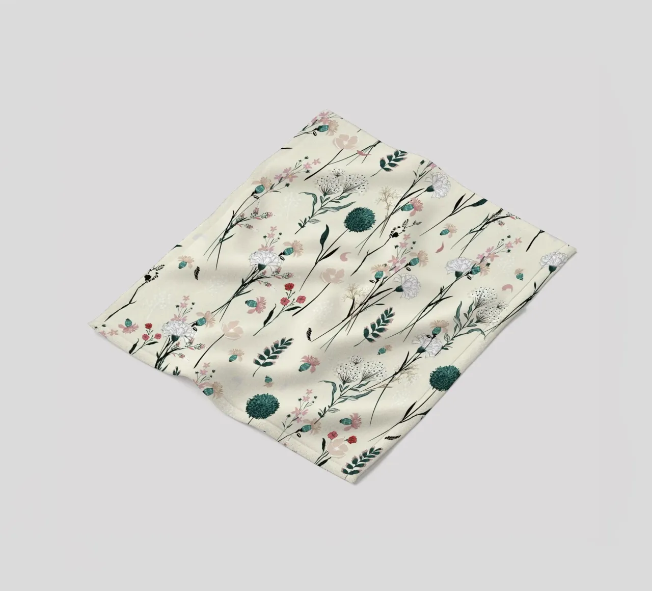 Delicate pattern of flowers and plants on a soft background fleece blanket by The joy of home