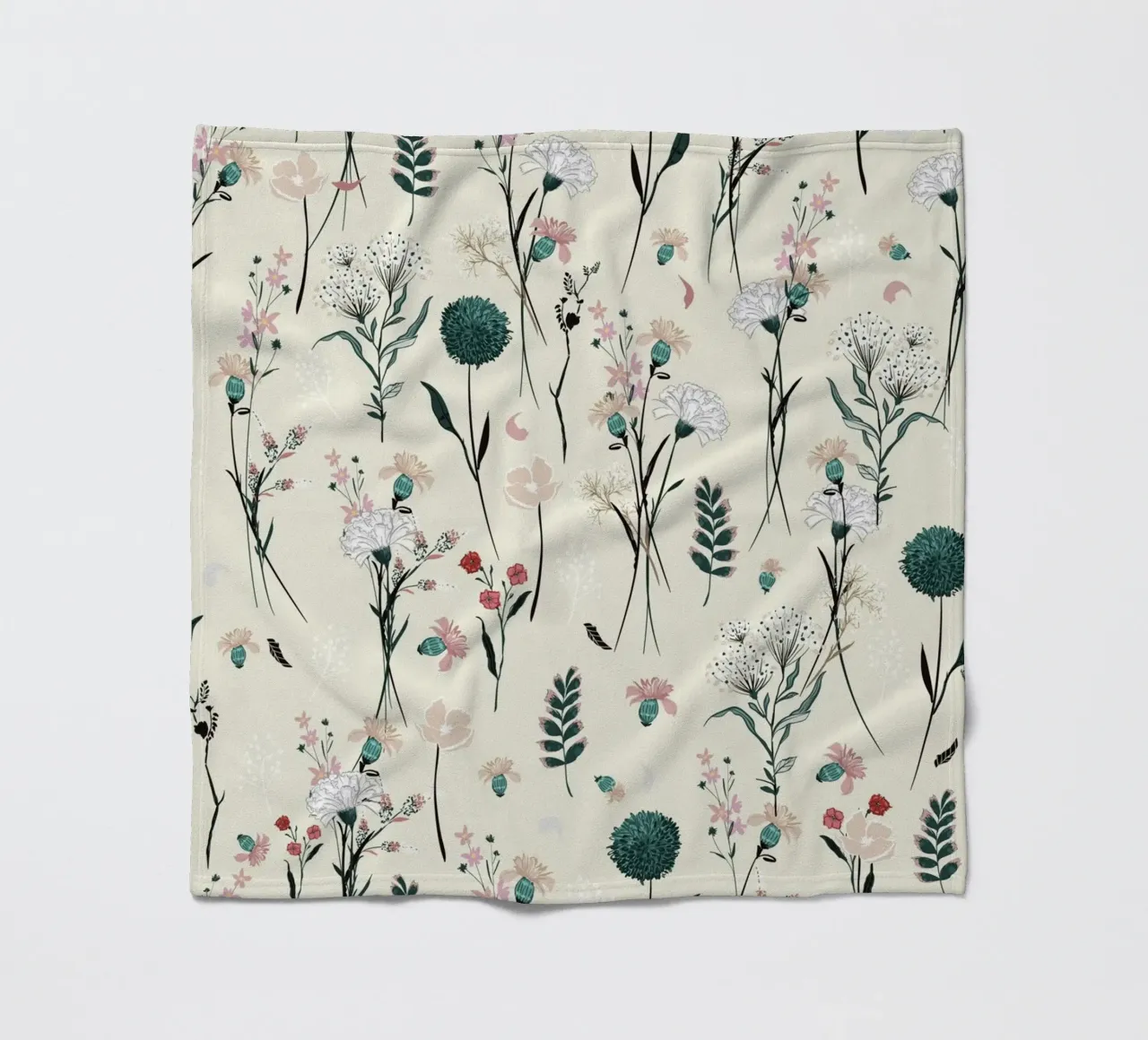 Delicate pattern of flowers and plants on a soft background fleece blanket by The joy of home