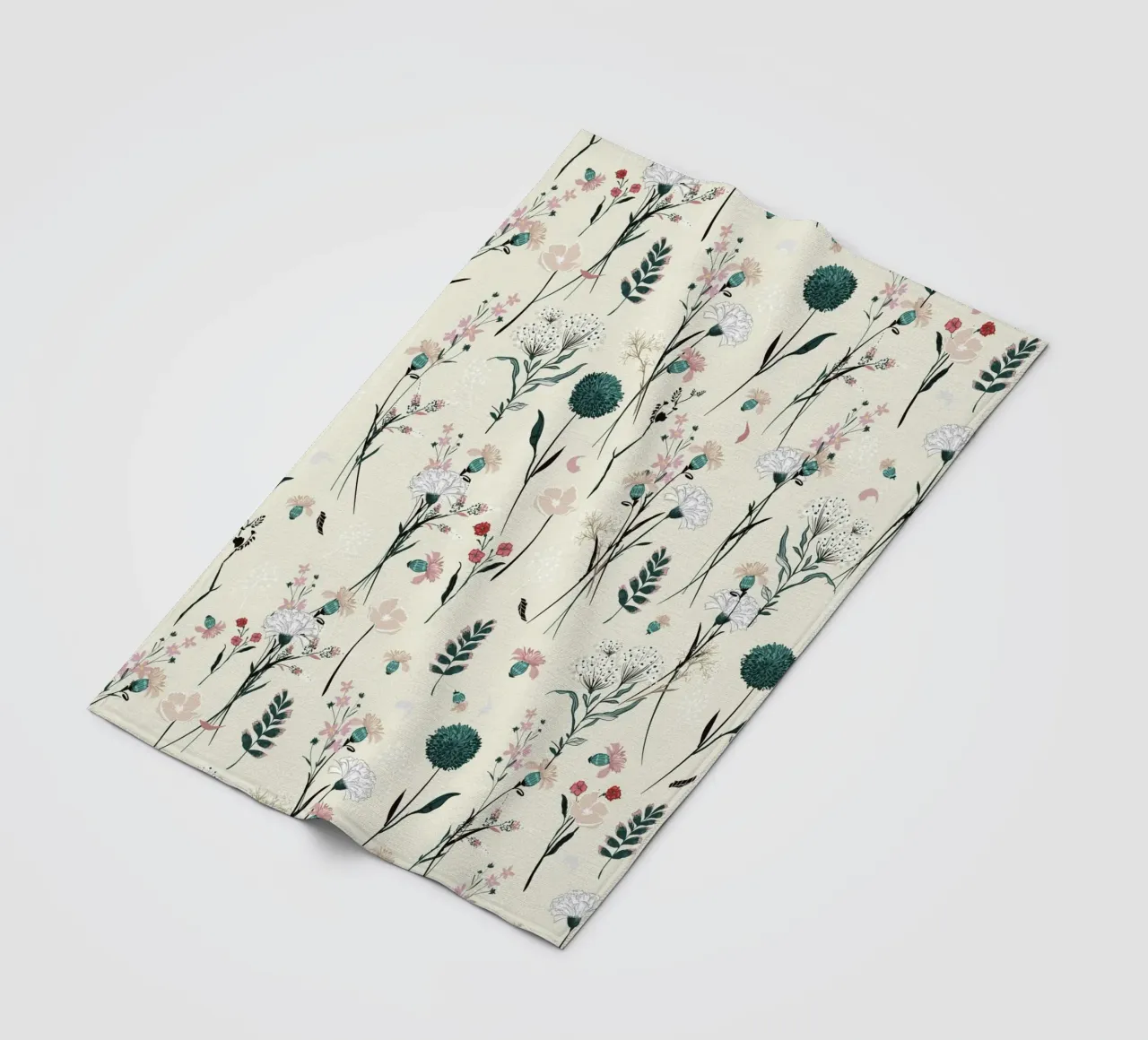 Delicate pattern of flowers and plants on a soft background fleece blanket by The joy of home