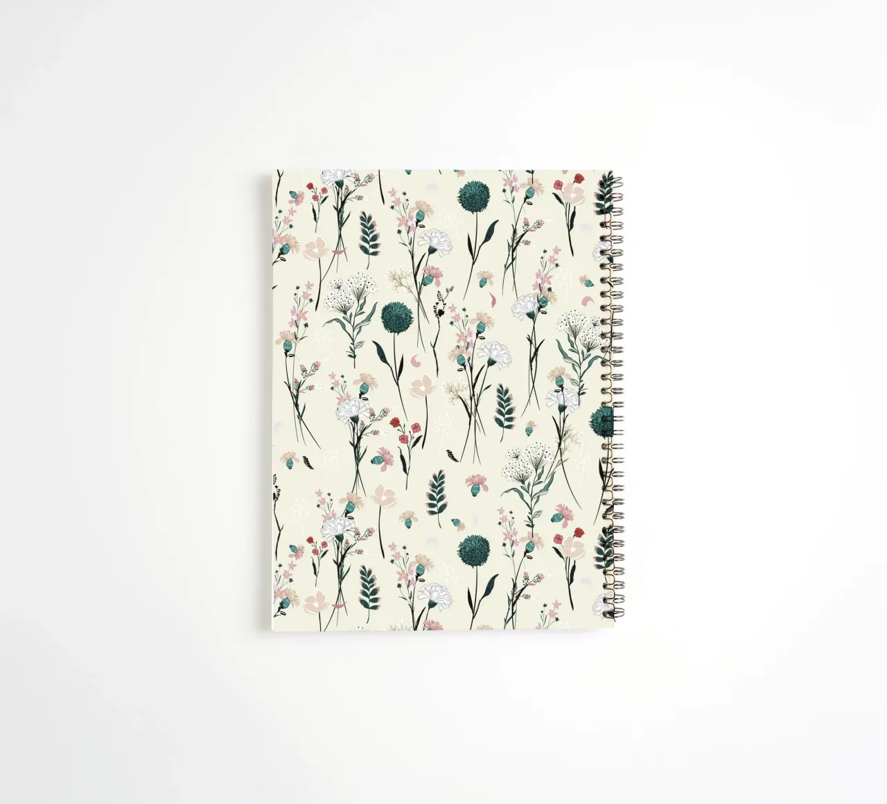 Delicate pattern of flowers and plants on a soft background spiral notebook by The joy of home