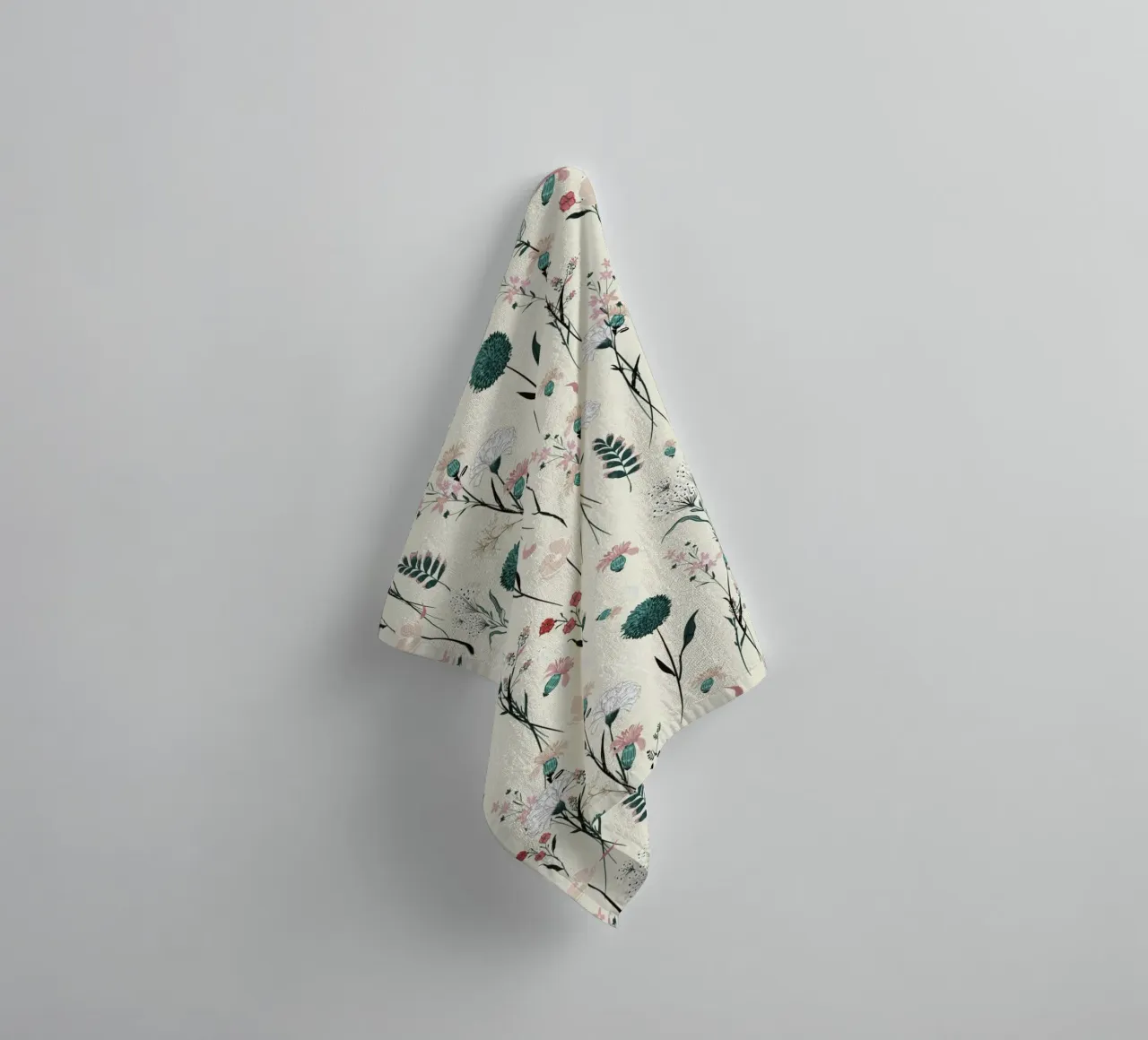 Delicate pattern of flowers and plants on a soft background towel by The joy of home