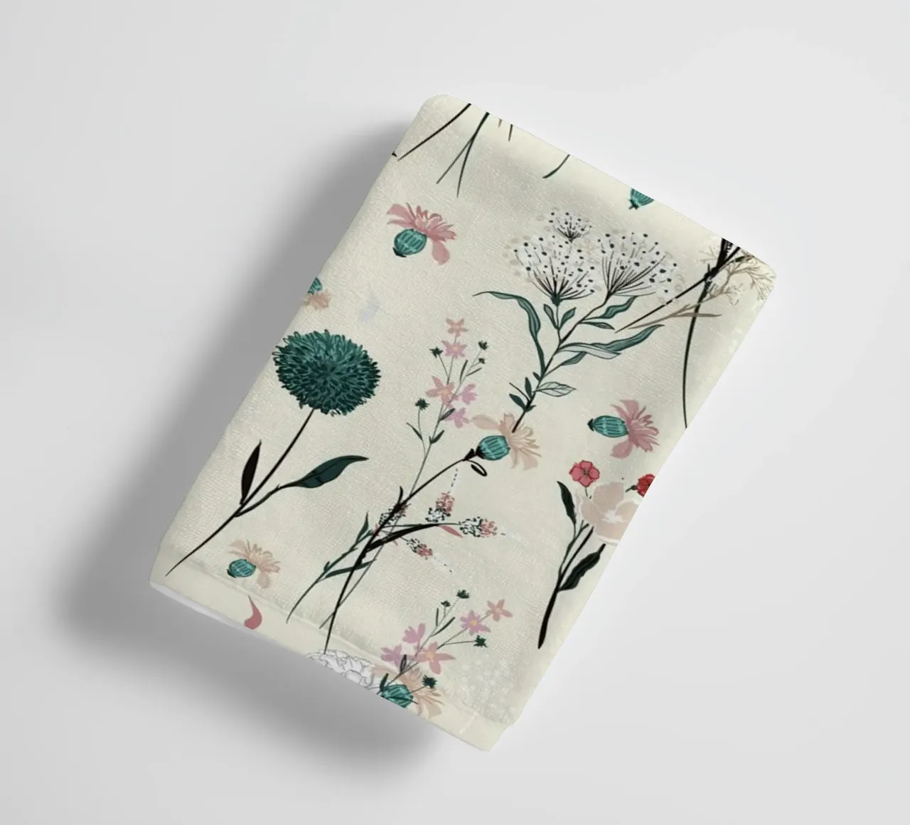 Delicate pattern of flowers and plants on a soft background towel by The joy of home