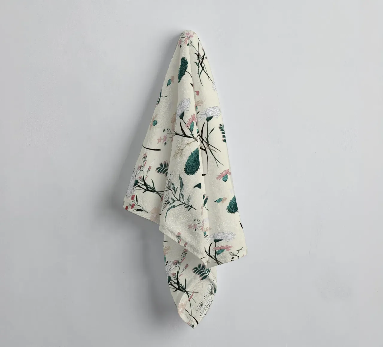 Delicate pattern of flowers and plants on a soft background towel by The joy of home