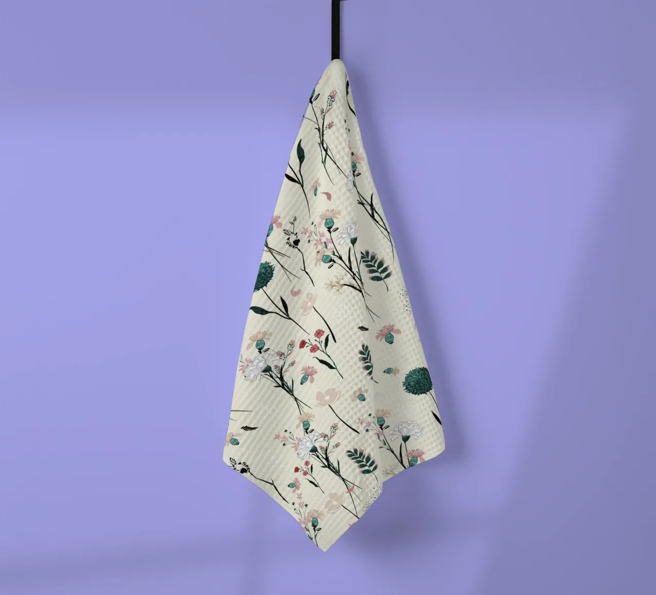Delicate pattern of flowers and plants on a soft background tea towel by The joy of home
