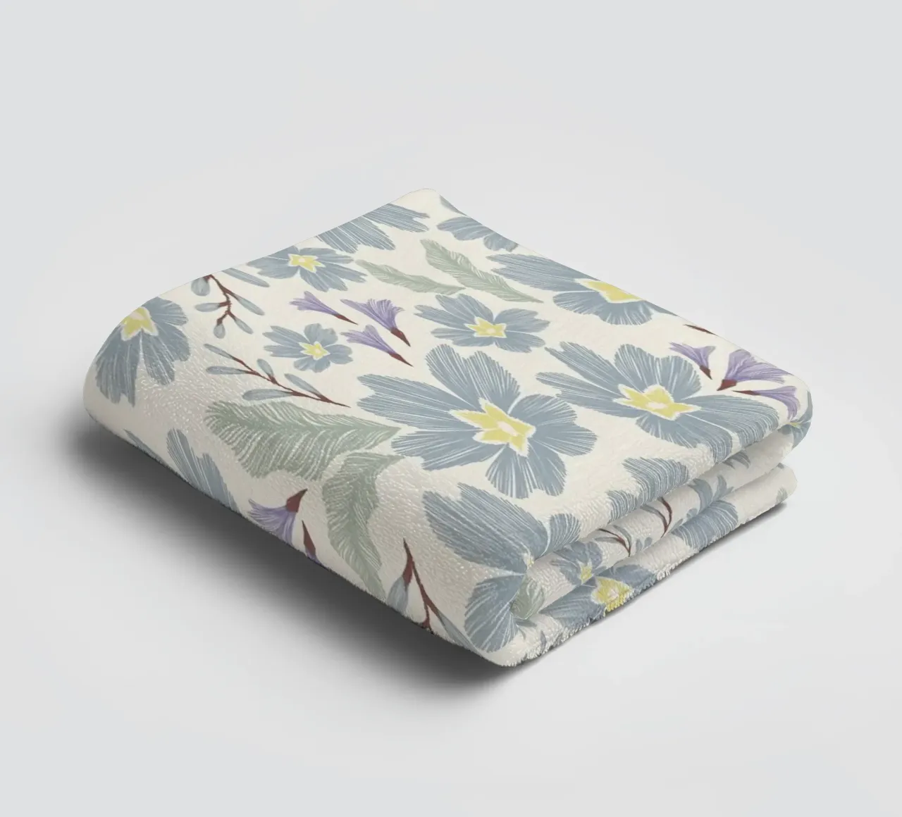 Delicate pattern of flowers and plants on a soft background towel by The joy of home