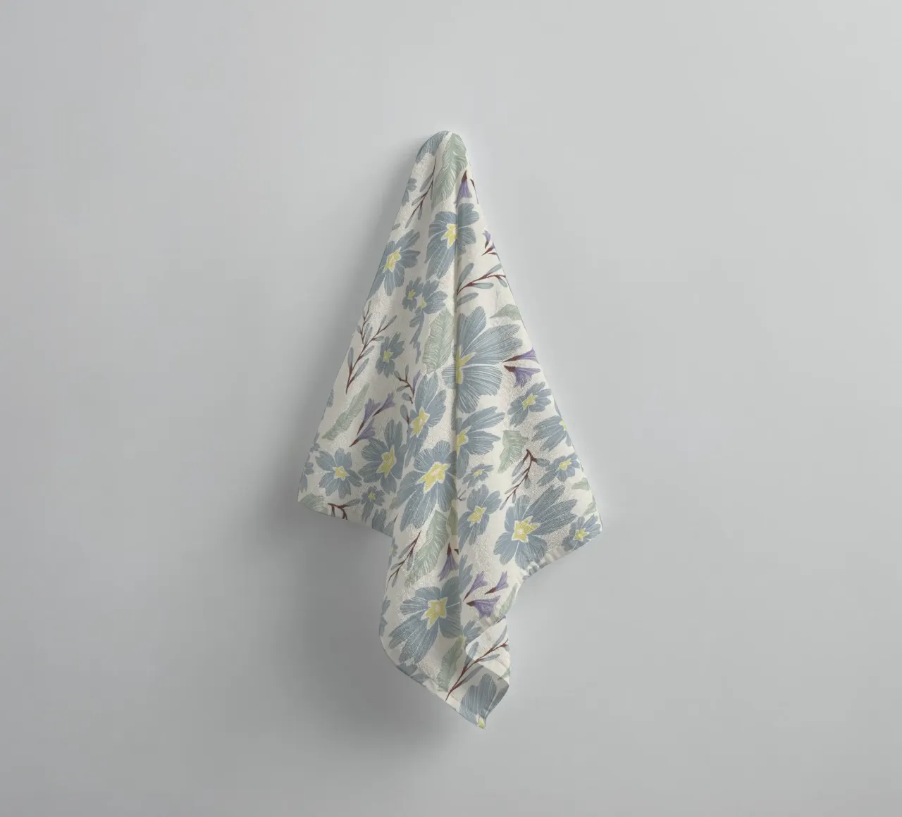 Delicate pattern of flowers and plants on a soft background towel by The joy of home