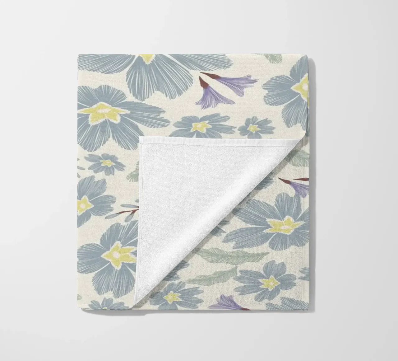 Delicate pattern of flowers and plants on a soft background beach towel by The joy of home