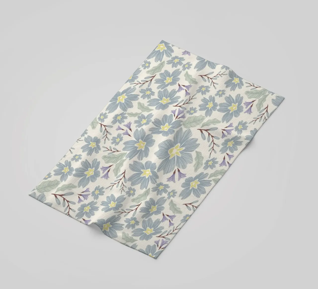 Delicate pattern of flowers and plants on a soft background beach towel by The joy of home