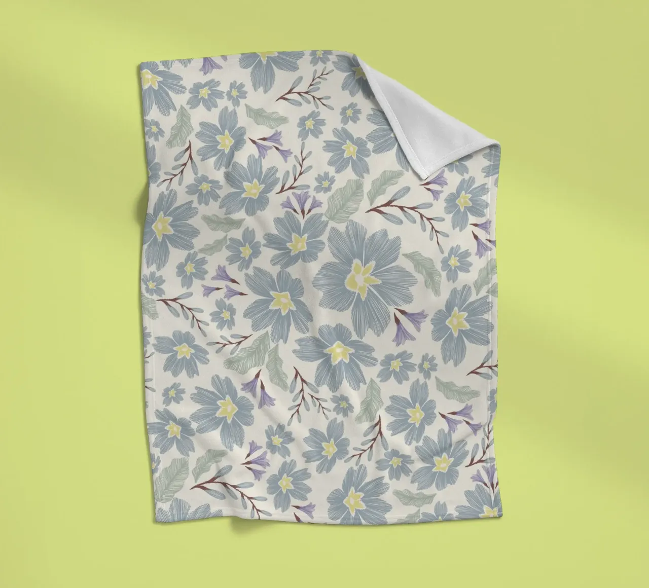 Delicate pattern of flowers and plants on a soft background fleece blanket by The joy of home