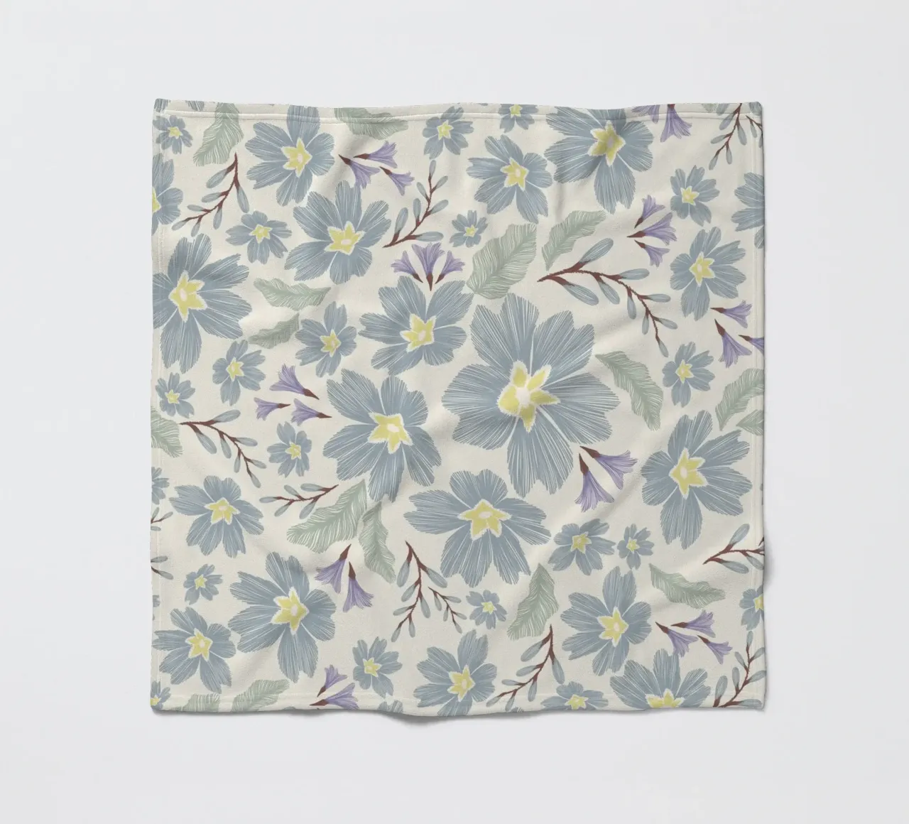 Delicate pattern of flowers and plants on a soft background fleece blanket by The joy of home