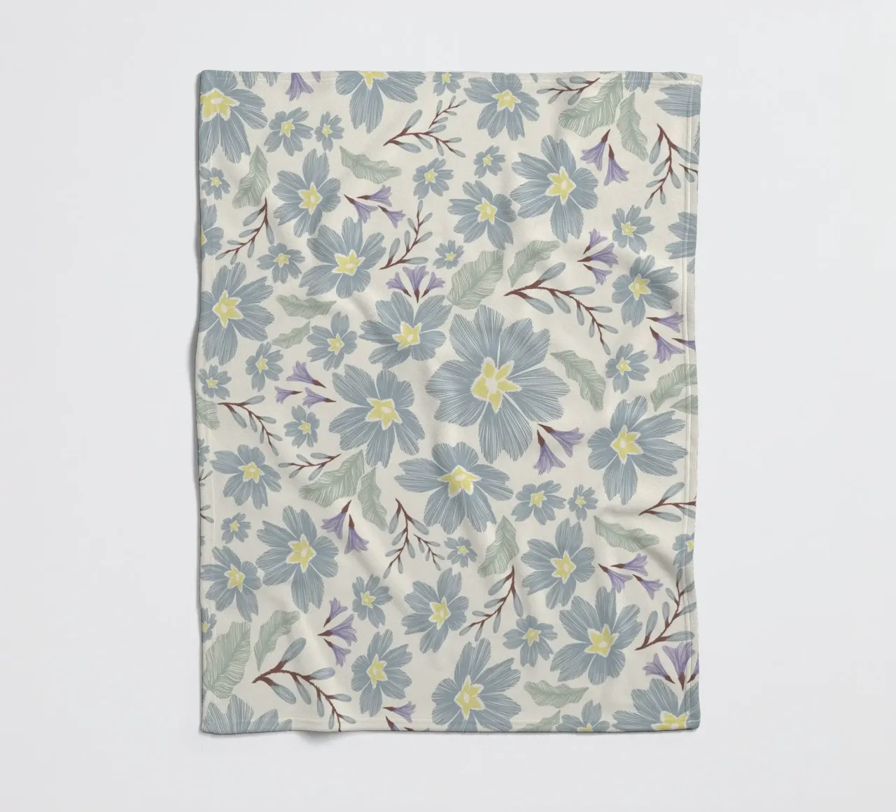 Delicate pattern of flowers and plants on a soft background fleece blanket by The joy of home