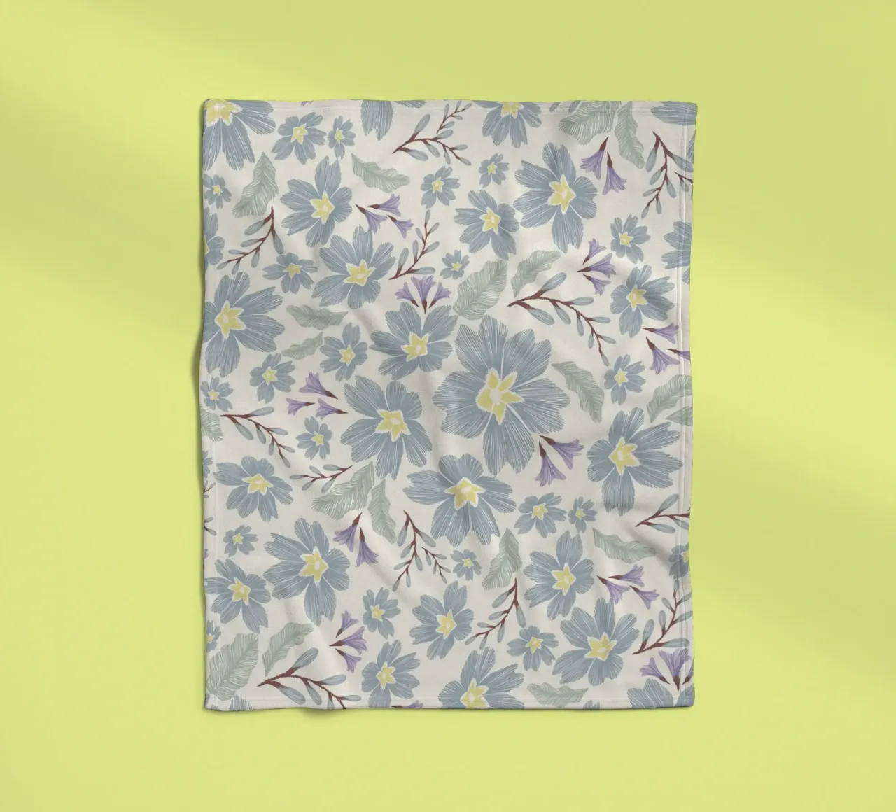Delicate pattern of flowers and plants on a soft background fleece blanket by The joy of home