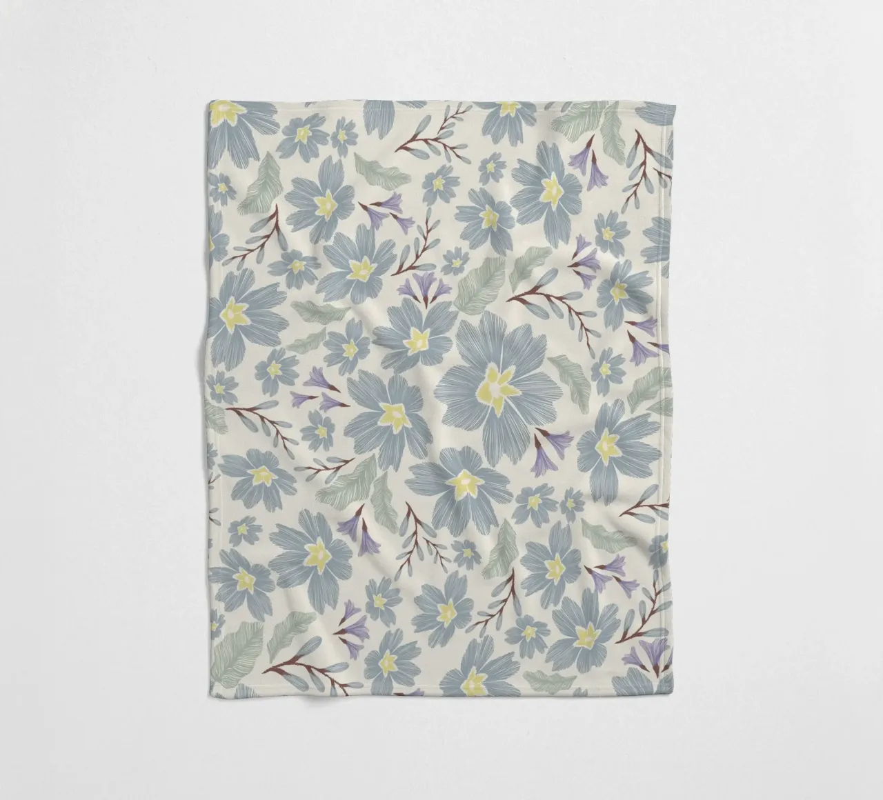 Delicate pattern of flowers and plants on a soft background fleece blanket by The joy of home