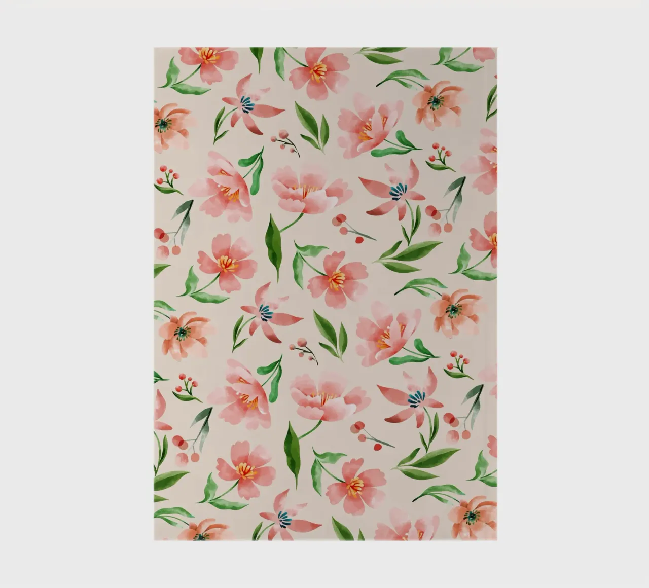 Delicate pattern of flowers and plants on a salmon backgroun notebook by The joy of home