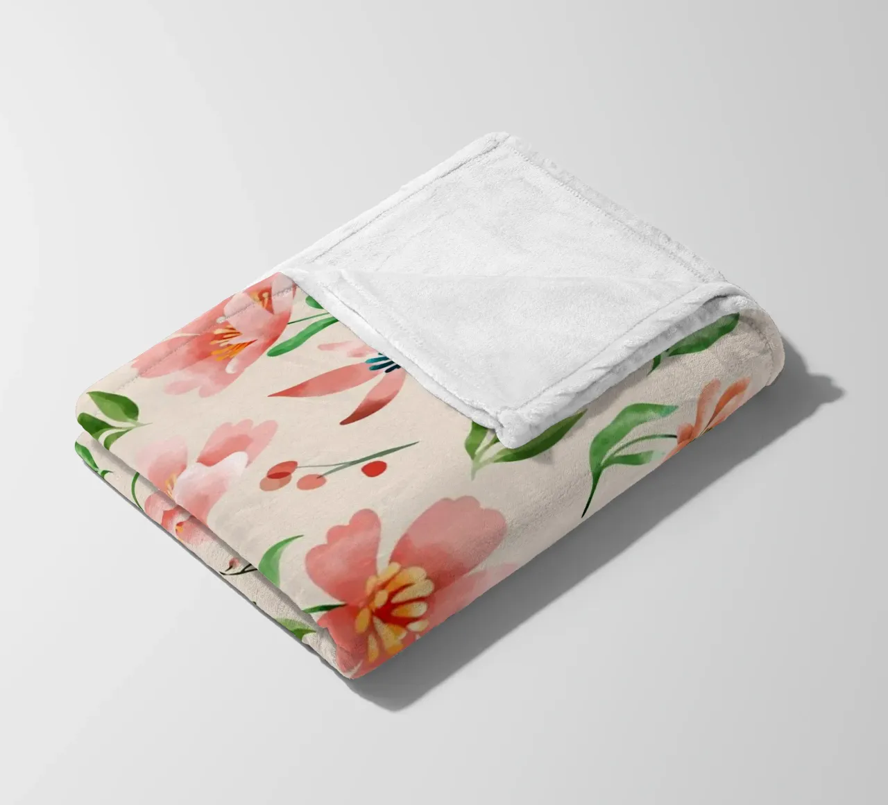 Delicate pattern of flowers and plants on a salmon backgroun fleece blanket by The joy of home