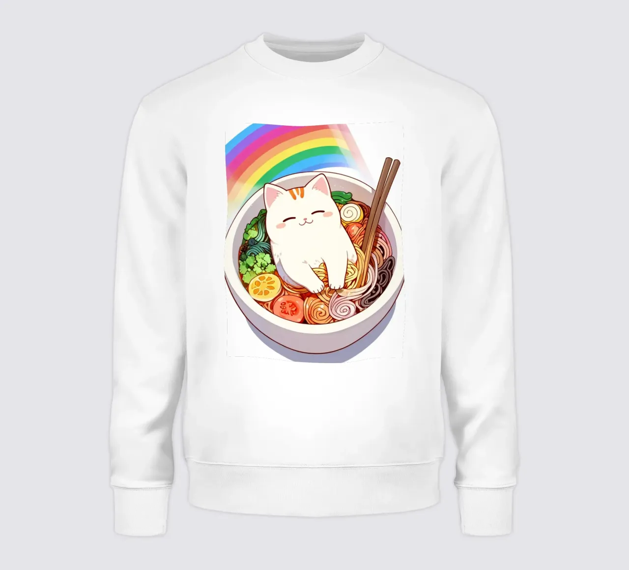 Rainbow Noodles with a Cozy Cat felpa da NEKKI