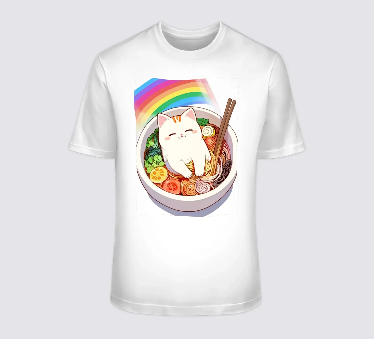 Rainbow Noodles with a Cozy Cat t-shirt da NEKKI