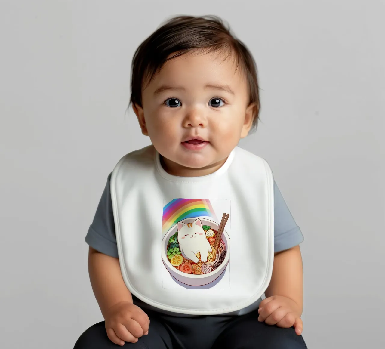 Rainbow Noodles with a Cozy Cat bavaglino da NEKKI